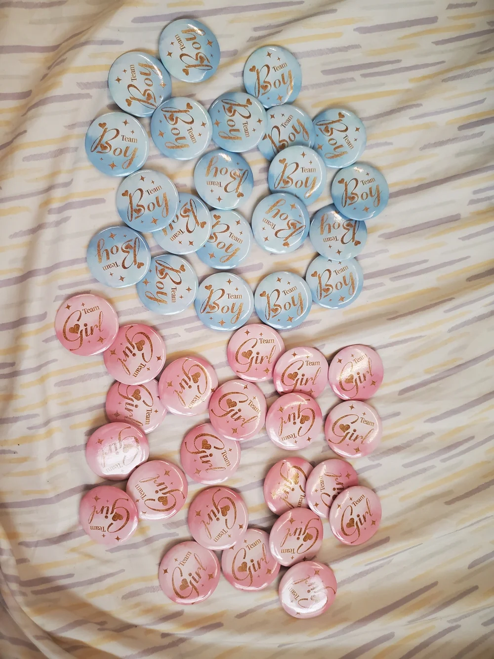 Gender Reveal Buttons - Pink & Blue Team Boy Team Girl Party Pins
